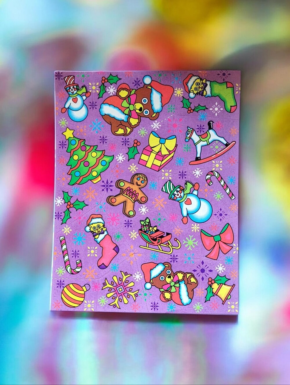 VINTAGE 1989 LISA FRANK "CHRISTMAS HOLIDAY" STICKER SHEET (S132)